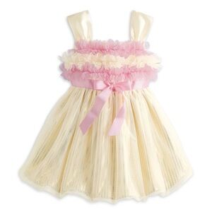 Bitty baby by American girl Cream and Pink Ruffle Tulle Party Dress